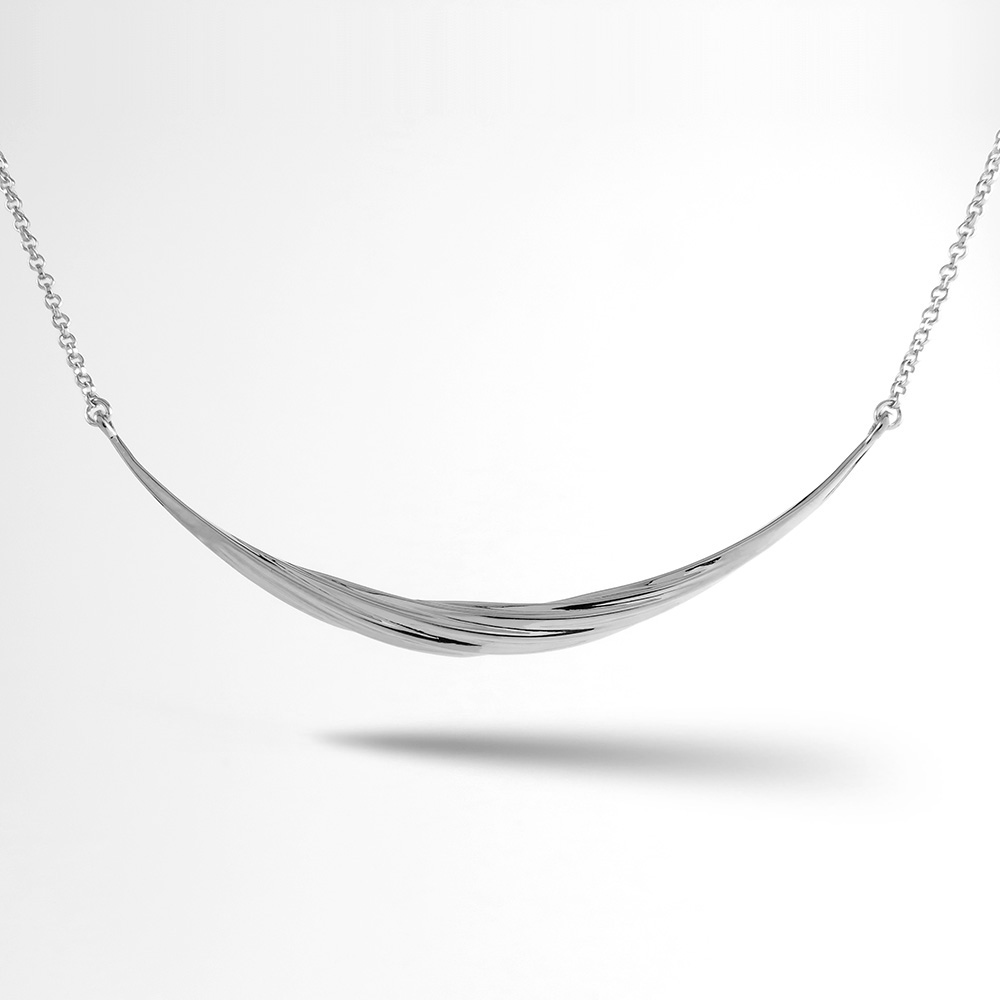 Twisted Collection Sterling Silver Twisted Swirl Necklace Rhodium plated Sku# N17007TWISLRH