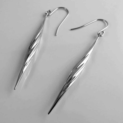 Twisted Collection Sterling Silver Earrings Rhodium