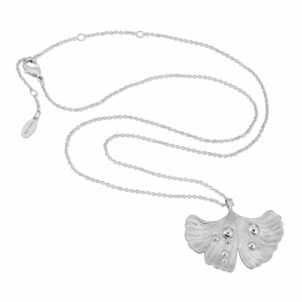 Ginkgo Leaf After Rain Necklace in silver