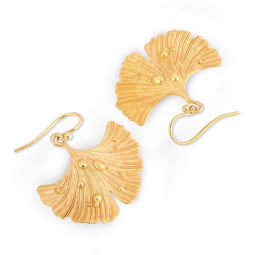 Ginkgo Leaf After Rain Earrings in gold