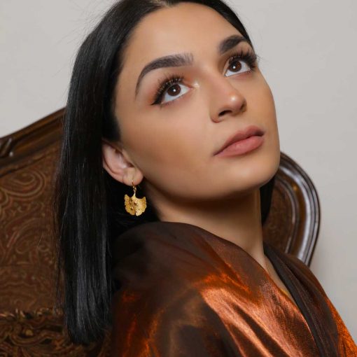 14K Gold Plated Earrings Ginkgo Leaf After Rain