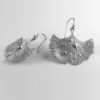 Ginkgo Leaf Earrings Rhodium Plated .925 Sterling Silver Hooks