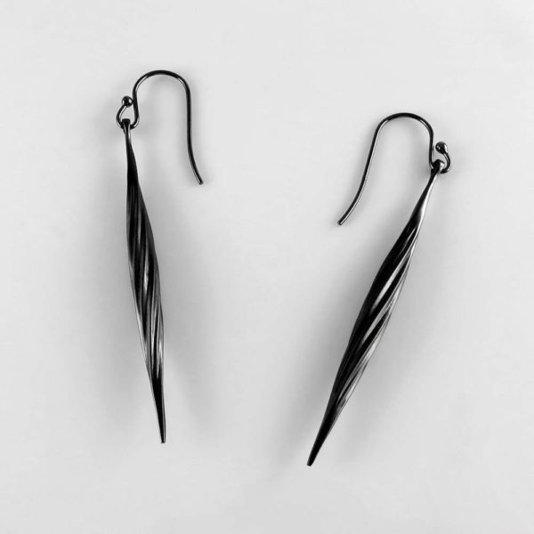 Twisted Swirl Earring Rhodium over brass. The hooks are .925 Sterling Silver and Jet Black Rhodium plated