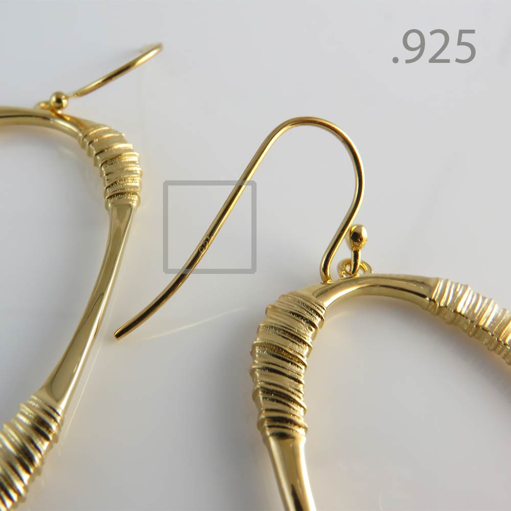 Oval Hoops 18k Gold .925 Sterling Silver Hooks