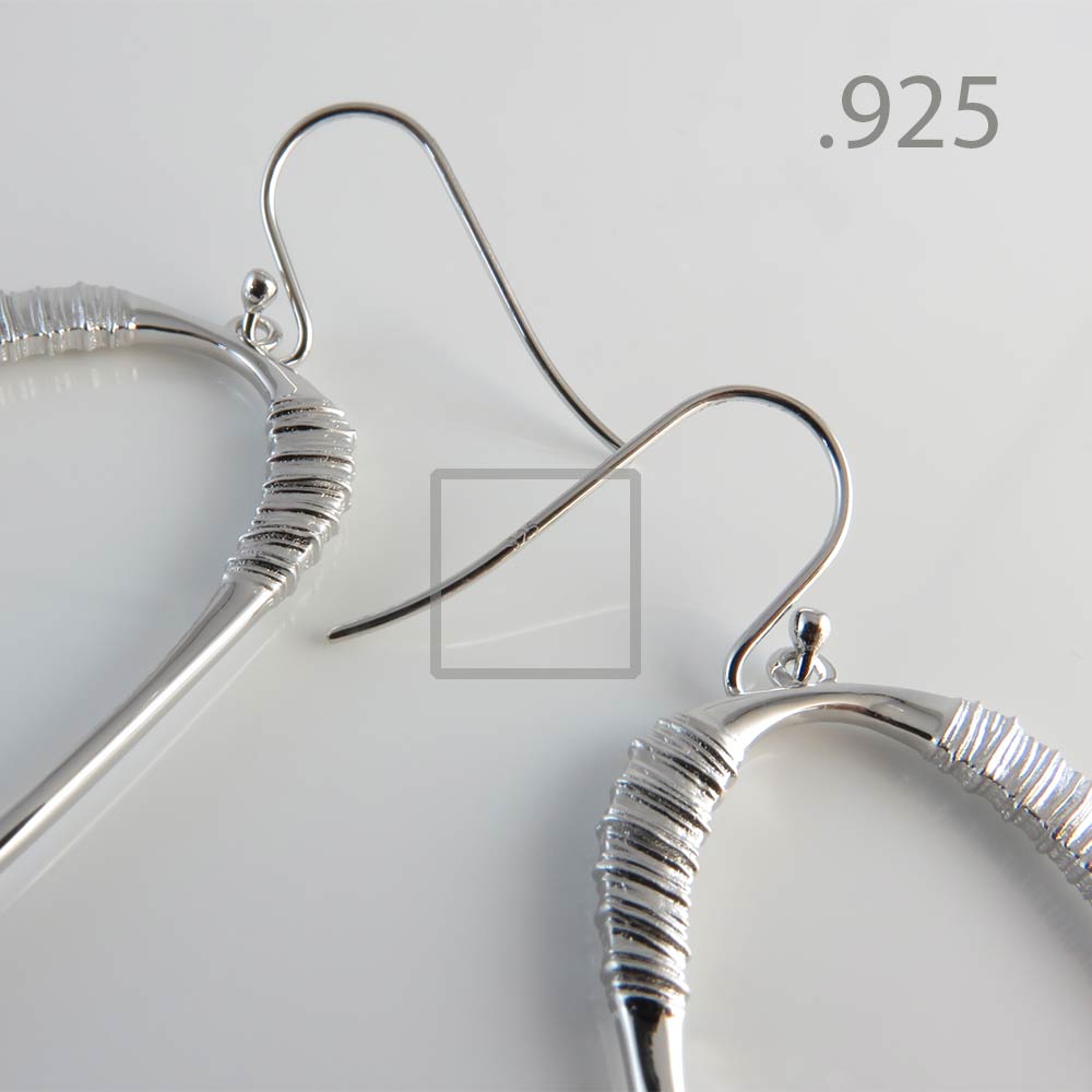 Oval Hoops Rhodium with sterling silver hooks
