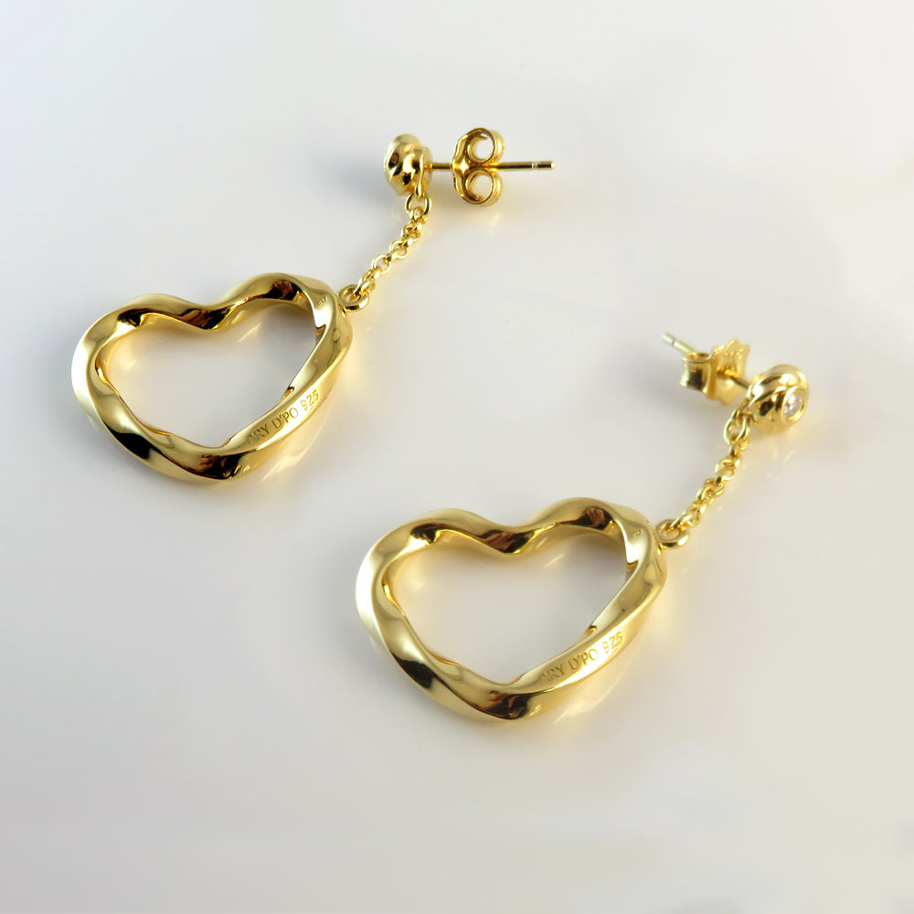 ARY D'PO • Twisted Hearts Earrings 18K Gold Over Sterling Silver with CZ