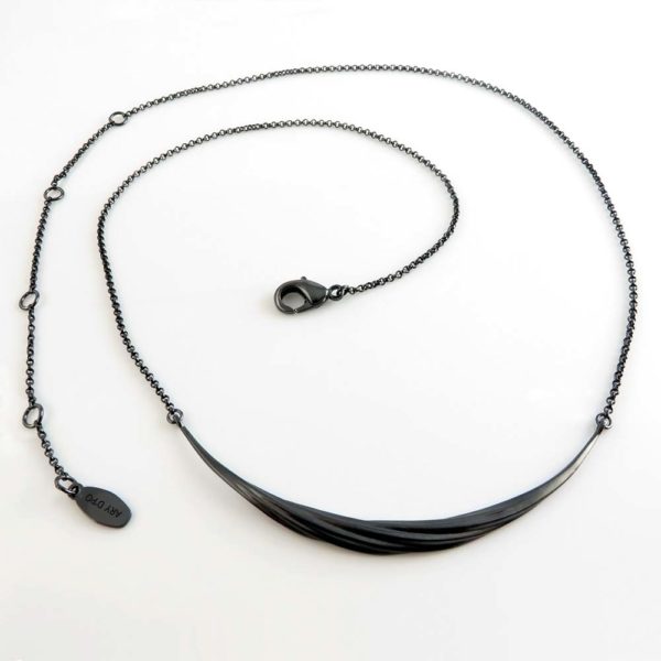 Twisted Collection Twisted Swirl Pendant Necklace Jet Black Rhodium over Sterling Silver
