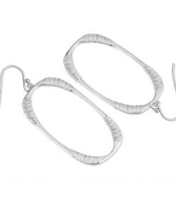 ARY D'PO • Oval Hoop Earrings Rhodium Plated