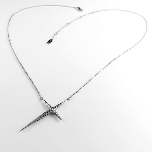 Twisted Cross Necklace Pendant Sterling Silver Rhodium Plated