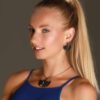 Rhodium Plated Pendant-Necklace Black Ginkgo Leaf