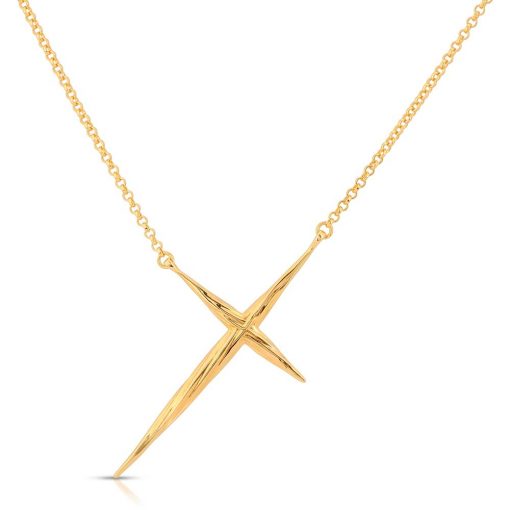 Twisted Cross Necklace 18K Gold over Sterling Silver