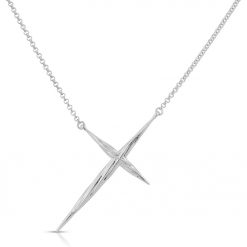 Twisted Cross Necklace Rhodium over Sterling Silver