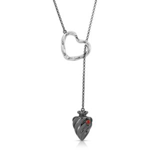 Twisted Heart & Arrow Necklace Rhodium over Sterling Silver