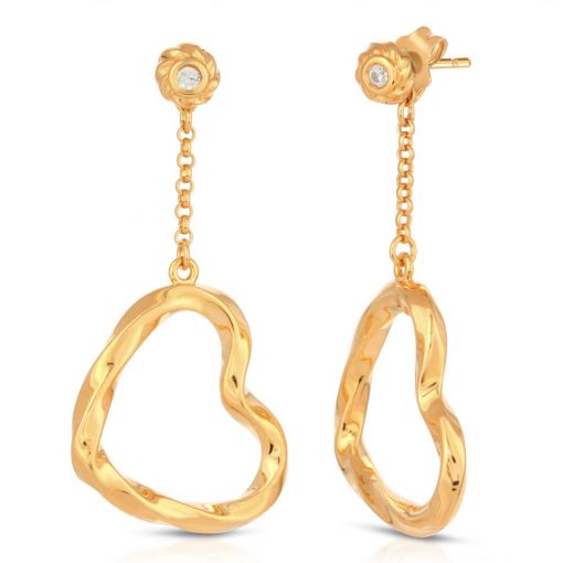 Twisted Hearts Earrings 18K Gold Over Sterling Silver with CZ