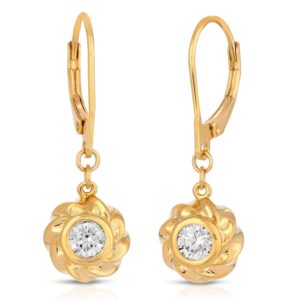 18K Gold over St. Silver Leverback Earrings Twisted Orbs