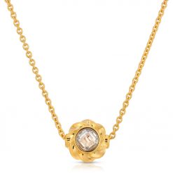18K Gold over Sterling Silver Necklace with CZ Twisted Orb