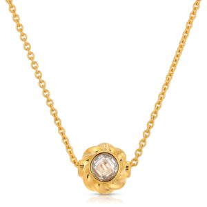 18K Gold over Sterling Silver Necklace with CZ Twisted Orb