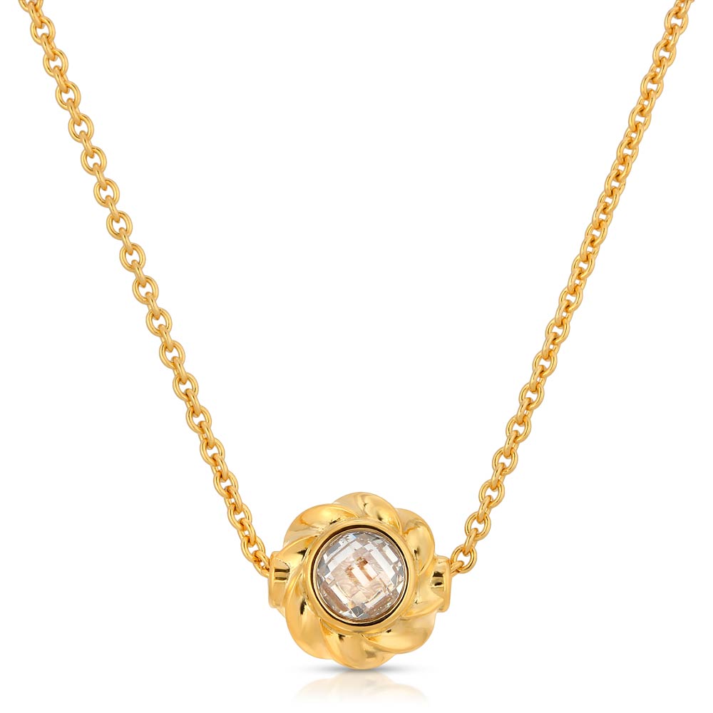 18K Gold Over Sterling Silver Necklace with CZ Twisted Orb by arydpo