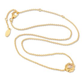 18K Gold over Sterling Silver Necklace with CZ Twisted Orb
