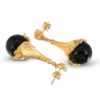 Black Agate & Diamond 18K Gold plated St. Silver Earrings