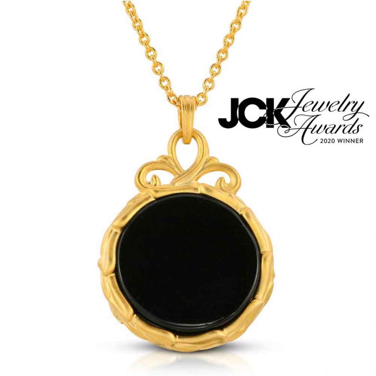 Black Jewel Black agate diamond 18k Gold plated silver back side JCK Jewelry Awards 2020 Winner