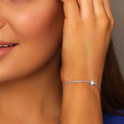 Shiny Star Bracelet Rhodium Over Sterling Silver as a jewelry to wear at job interview