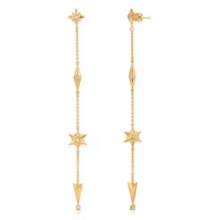 Shiny Stars Drop Earrings 18K Gold over St. Silver