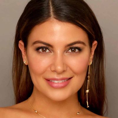 Shiny Stars Drop & Stud Asymmetric Earrings 18K Gold over St. Silver