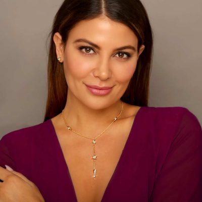Shiny Stars Drop & Stud Asymmetric Earrings 18K Gold over St. Silver