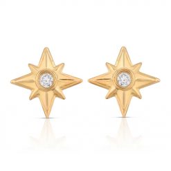 Shiny Stars Stud Earrings 18K Gold over St. Silver