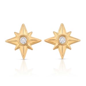 Shiny Stars Stud Earrings 18K Gold over St. Silver