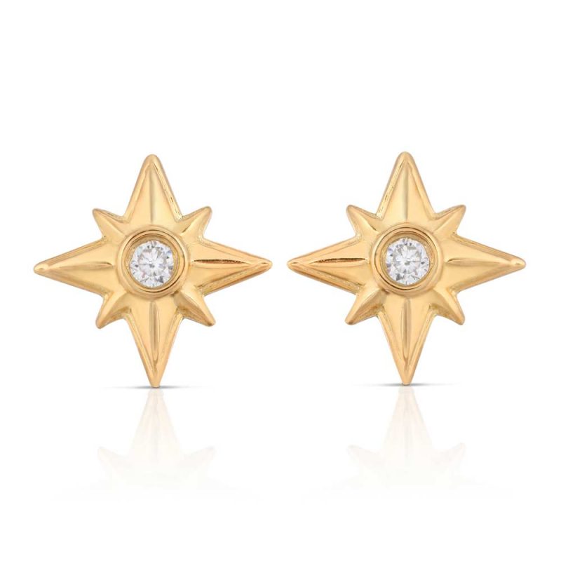 Diamond & 18k Gold Galaxy Of Stars Stud Earrings