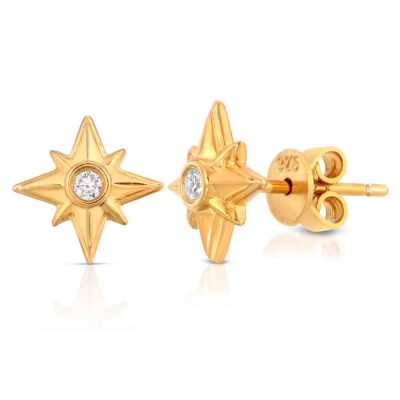 Shiny Stars Stud Earrings 18K Gold over St. Silver