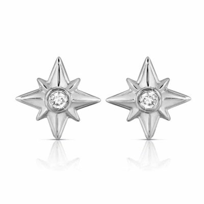 Shiny Stars Stud Earrings Rhodium over St. Silver