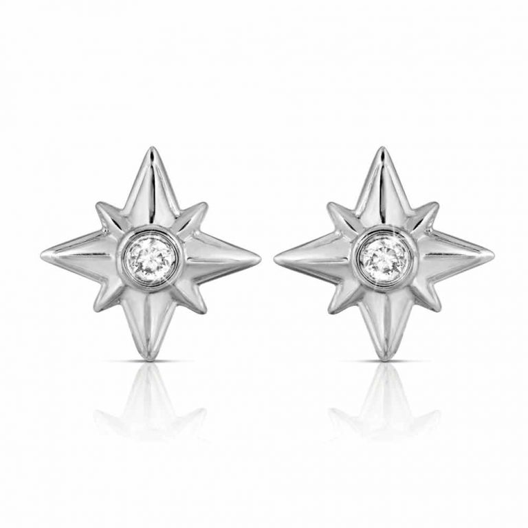 Shiny Stars Stud Earrings Rhodium over St. Silver