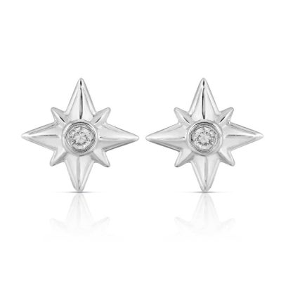 Shiny Stars Stud Earrings Rhodium over St. Silver