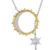 Sun, Moon & Stars Lariat Drop Necklace Rhodium over St. Silver