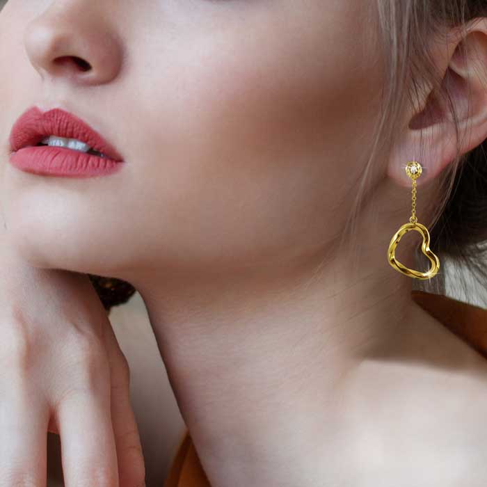 Valentine Gift Heart and Orb Earring from ARY DPO Designer Jewelry