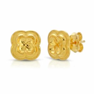 Four Leaf Clover Stud Earrings 18K Gold over .925 Sterling Silver