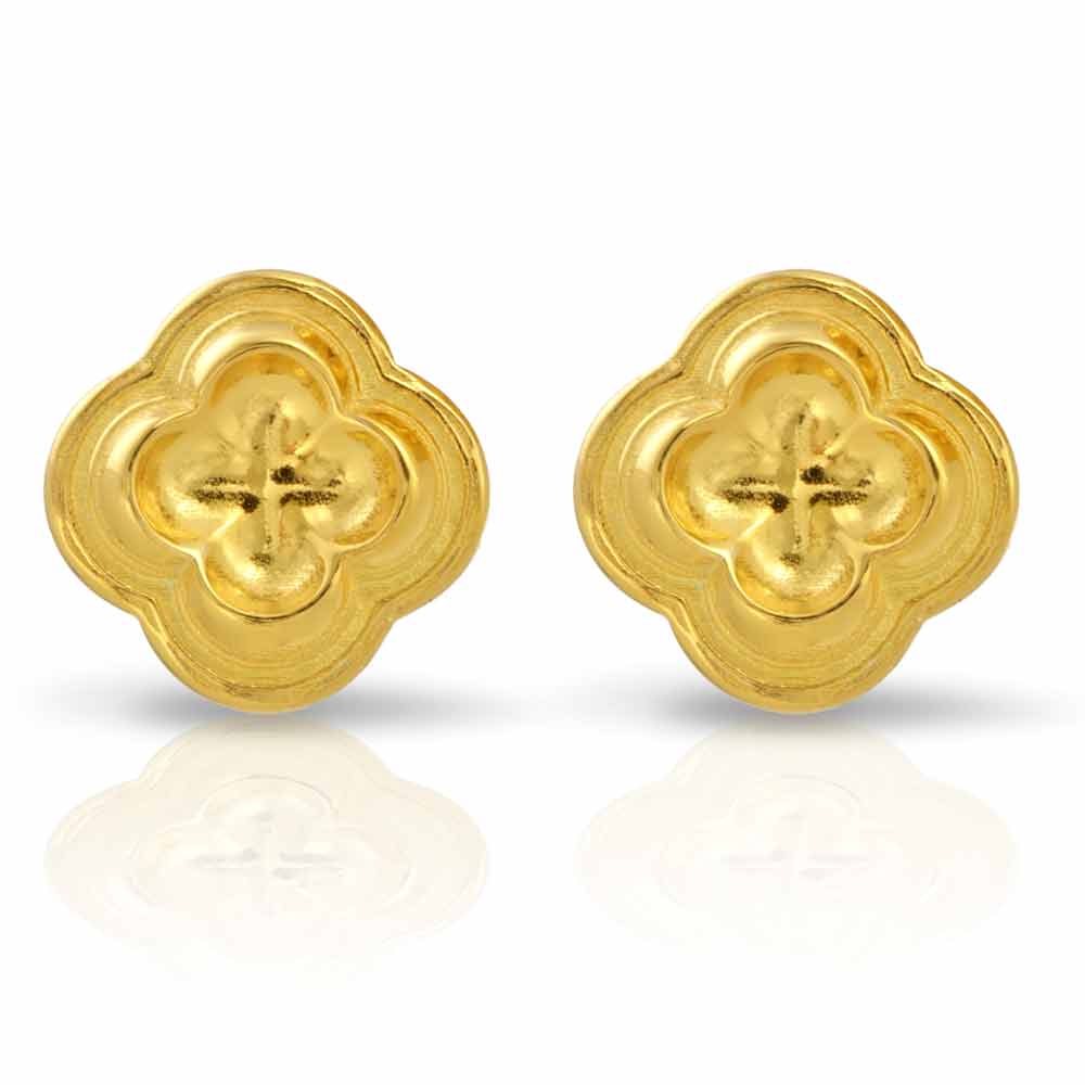 ARY D'PO • Four Leaf Clover Stud Earrings 18K Gold over Sterling Silver