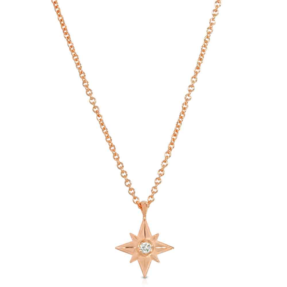 Shiny Star Necklace 18K Rose Gold Over Sterling Silver