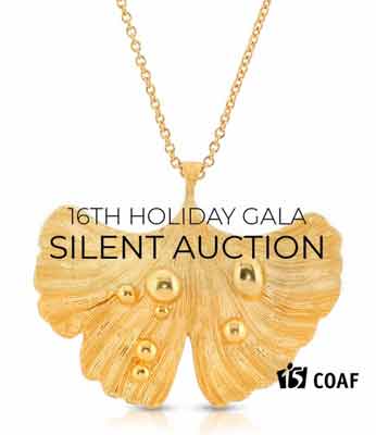 14K Gold Plated Pendant Necklace Ginkgo Leaf After Rain 16th holiday gala silent auction GOAF