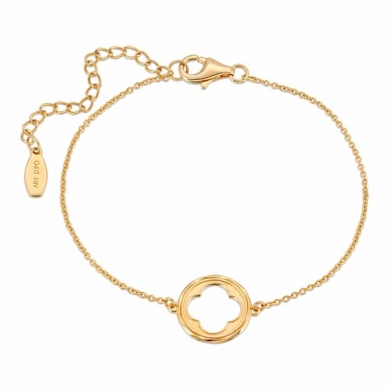 ARY D'PO • Four Leaf Clover Bracelet 18K Gold over Sterling Silver