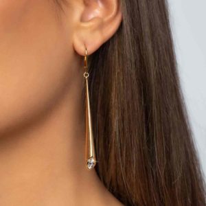 18K Gold Plated Leverback Earrings Urban Marquise with White Swarovski crystal