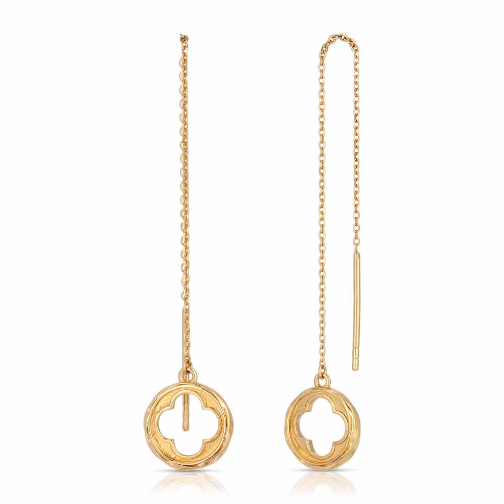 ARY D'PO • Four Leaf Clover Threader Earrings Gold over .925 Silver