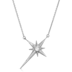 Shiny Star Polaris Necklace Rhodium over Sterling Silver