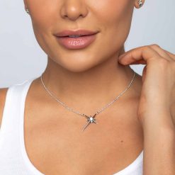 Shiny Star Polaris Necklace Rhodium over Sterling Silver