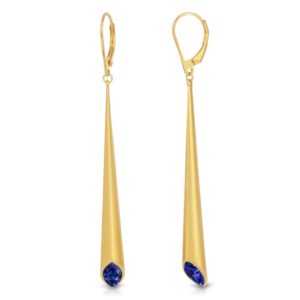 18K Gold Plated Leverback Earrings Urban Marquise with Sapphire Swarovski crystal