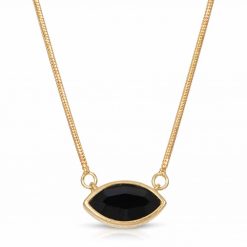 Petite Marquise Snake chain drop Necklace Matte 18K gold over .925 sterling silver with marquise cut Swarovski crystal available in White, Black, and Sapphire Blue