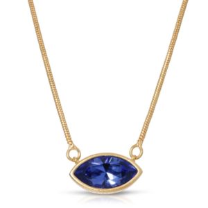 Petite Marquise Necklace Gold with Sapphire Blue Swarovski crystals